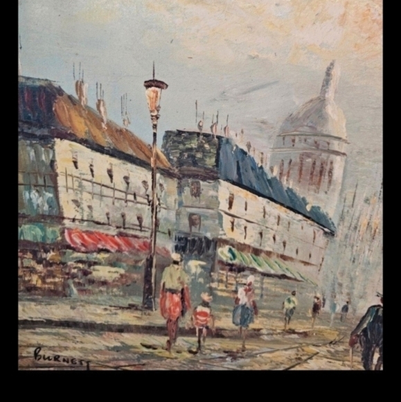 Oil painting on canvas of a Paris Street‎ scene, framed and signed, Burnett - Picture 8 of 10